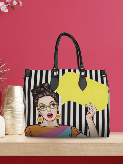 Quirky totes MINI WESST Multi Casual Graphic Tote Bag(MWTB063PR)