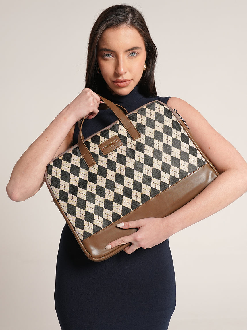 Bourbon Black and Brown London Street Bag With Pouch