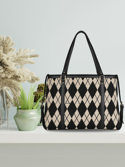 MINI WESST Beige Casual Graphic Tote Bag(MWTB071PR)