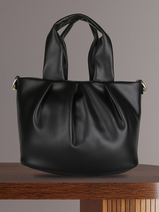 MINI WESST Black Casual Solid Handheld Bag(MWHB181BL)