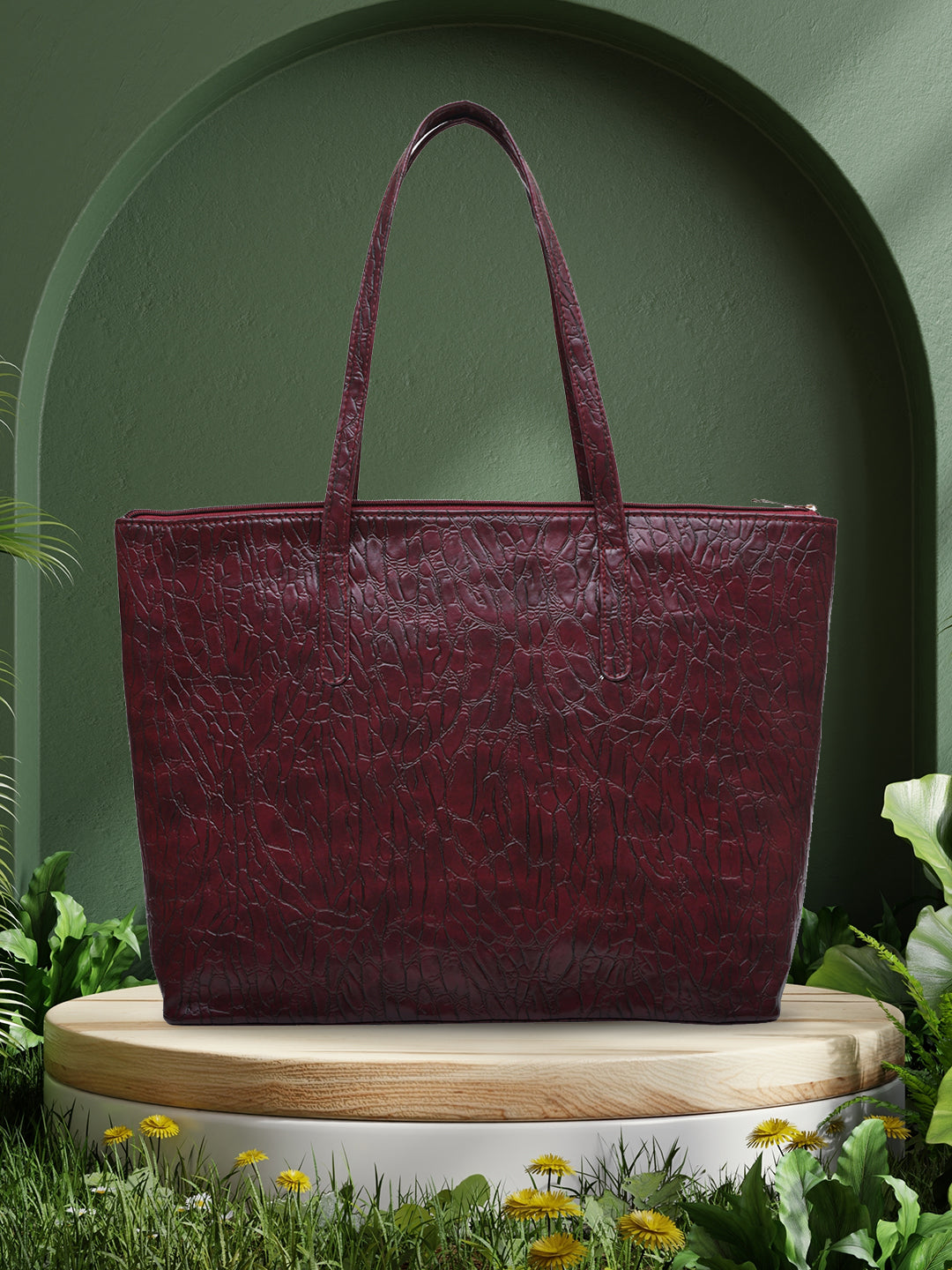 LOUISE TOTE MINI WESST Maroon Casual Solid Tote Bag(MWTB077MR)