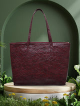 Louise Vegan Maroon Tote Bag