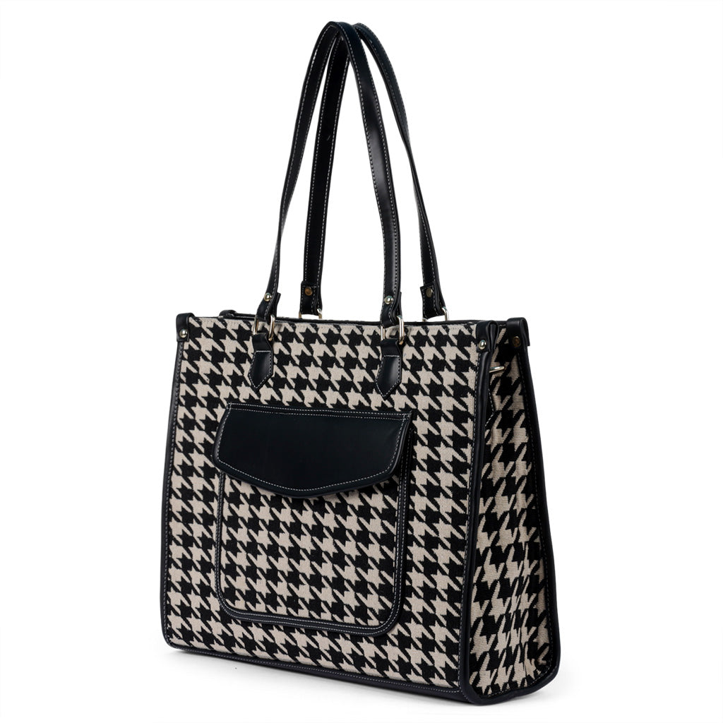 Go Socials Houndstooth Tote Bag