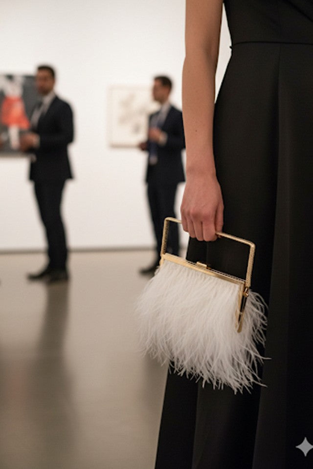 Feather White Clutch