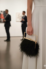 Feather Black Clutch