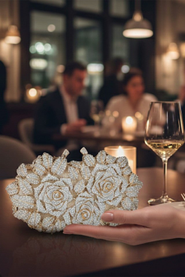 White Rose Multicolor Clutch