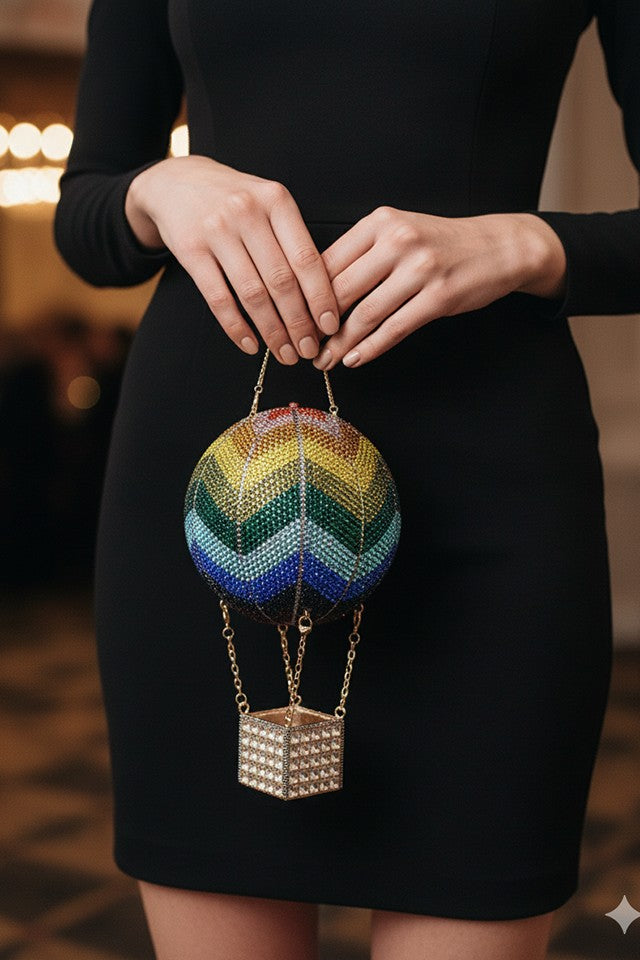 Hot Air Baloon Multicolor Clutch