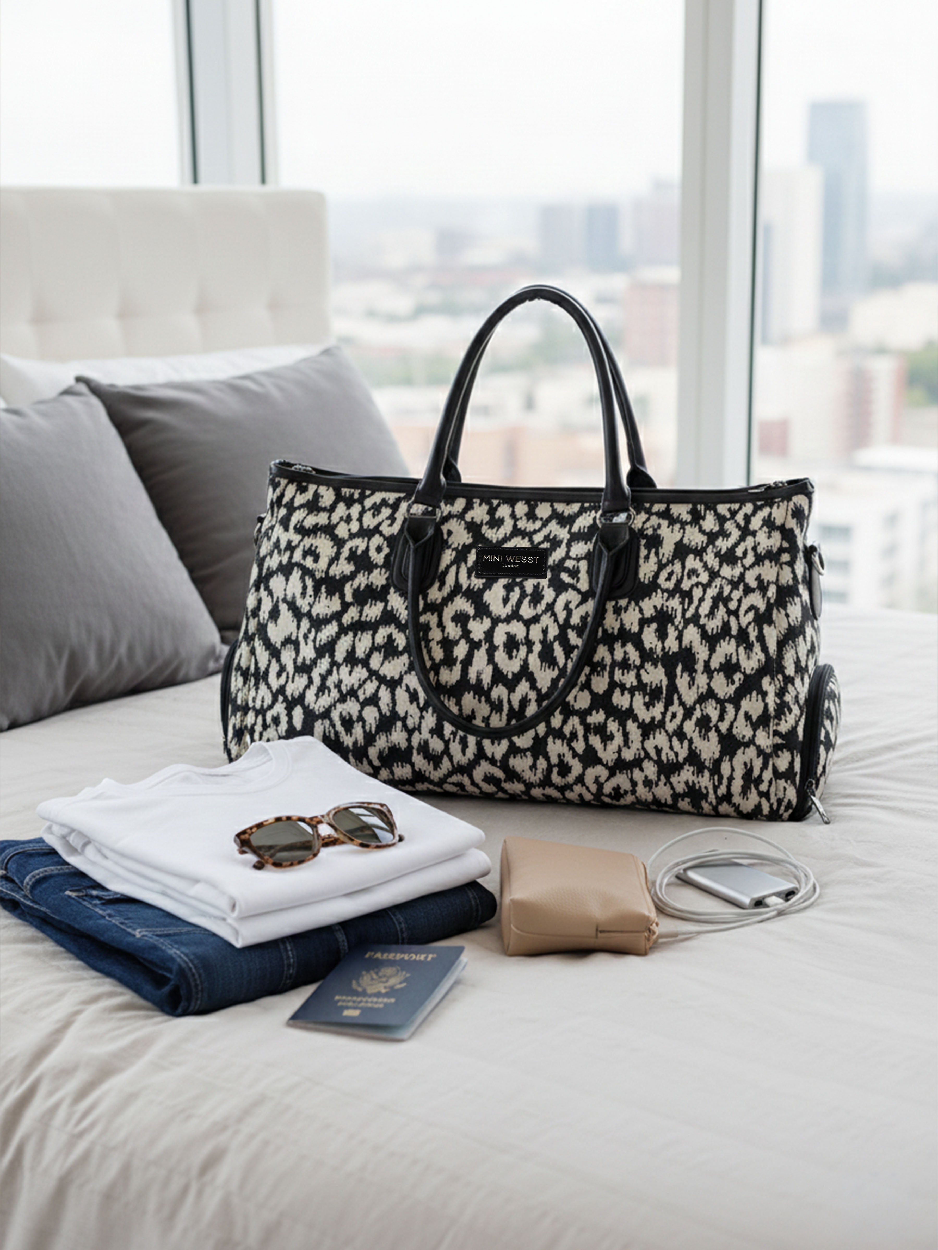 Wall Street Black and White London Duffle Bag