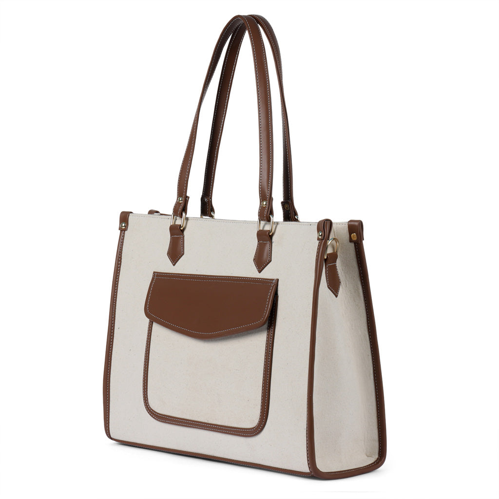 Go Socials Canvas Beige Tote Bag