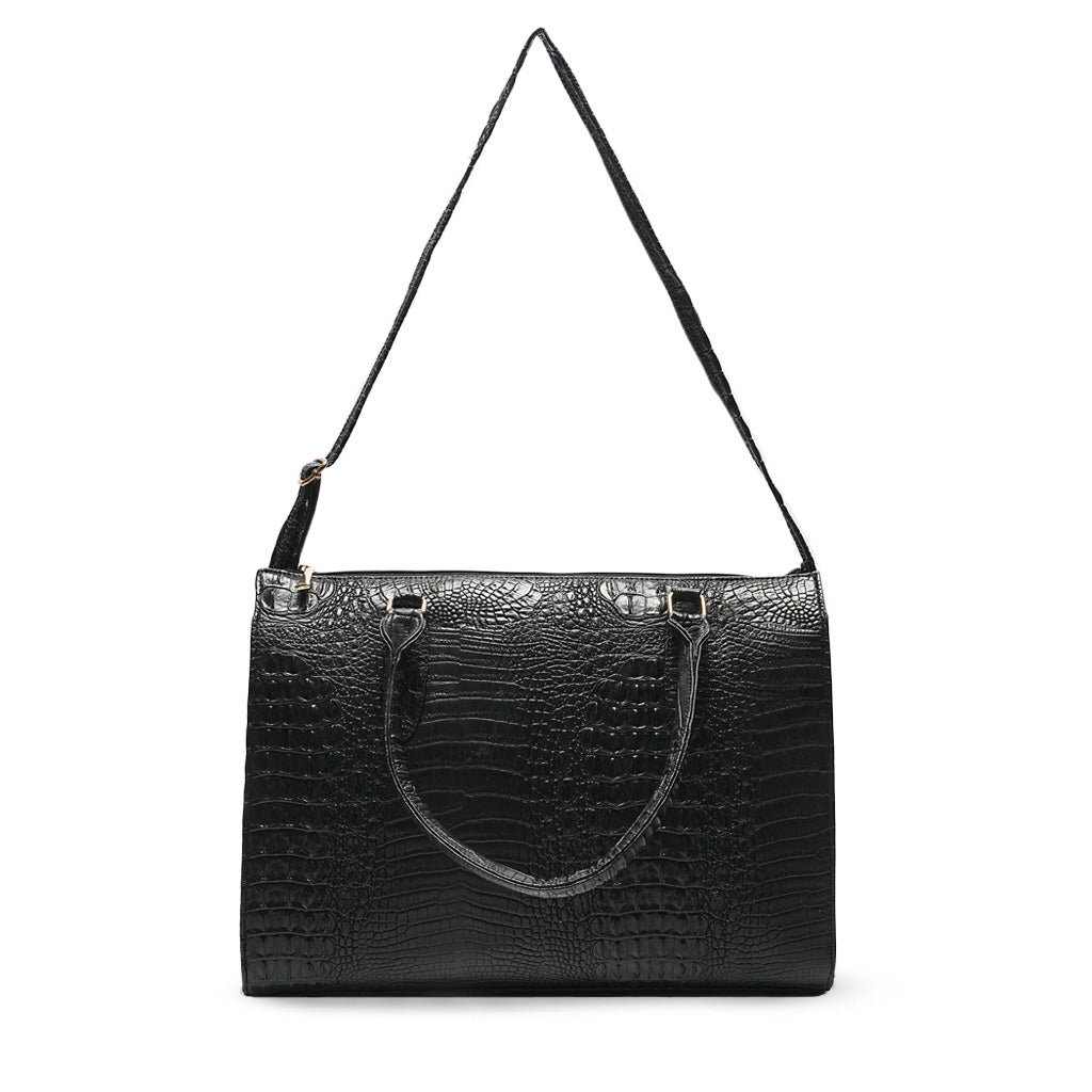 Milan Moda Luxury Black Tote Bag