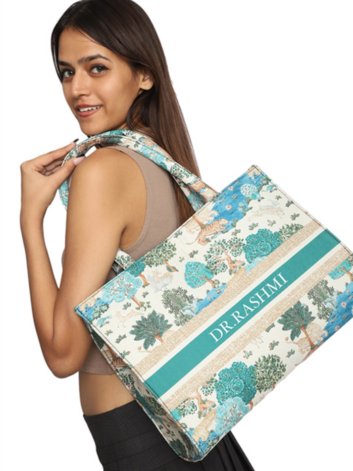 Women's Graphic Printed Canvas Tote Bag(MWCUS017)