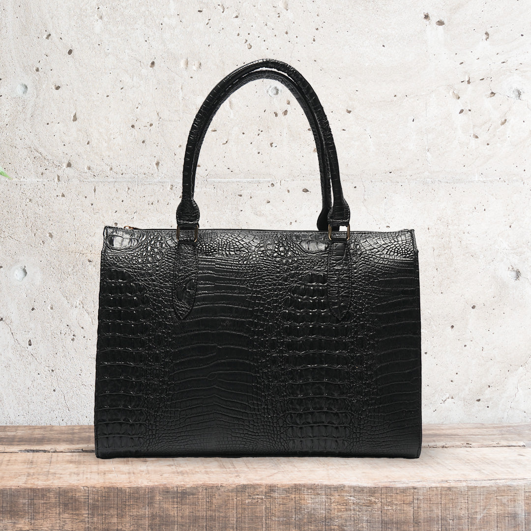 Milan Moda Luxury Black Tote Bag