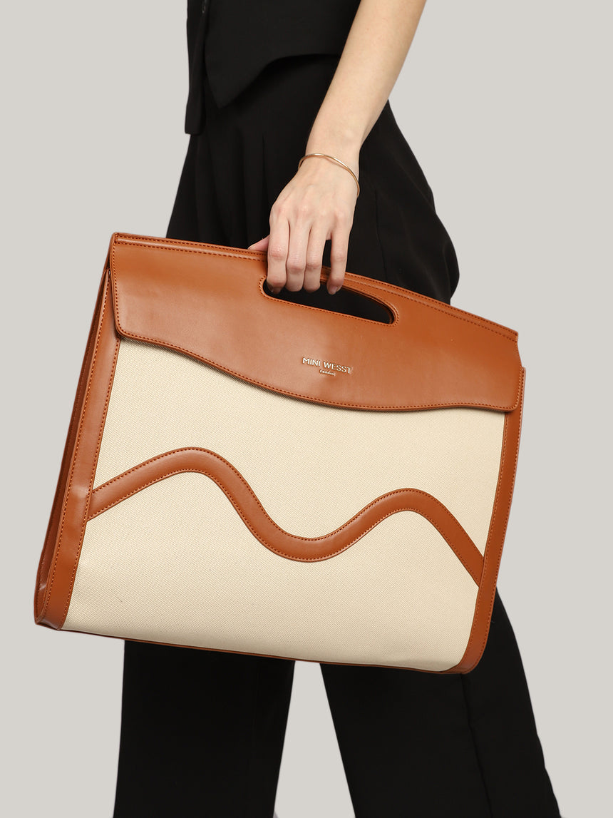 Scotland Laptop Beige & Brown London Tote