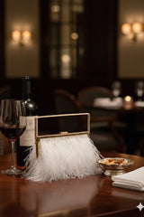 Feather White Clutch