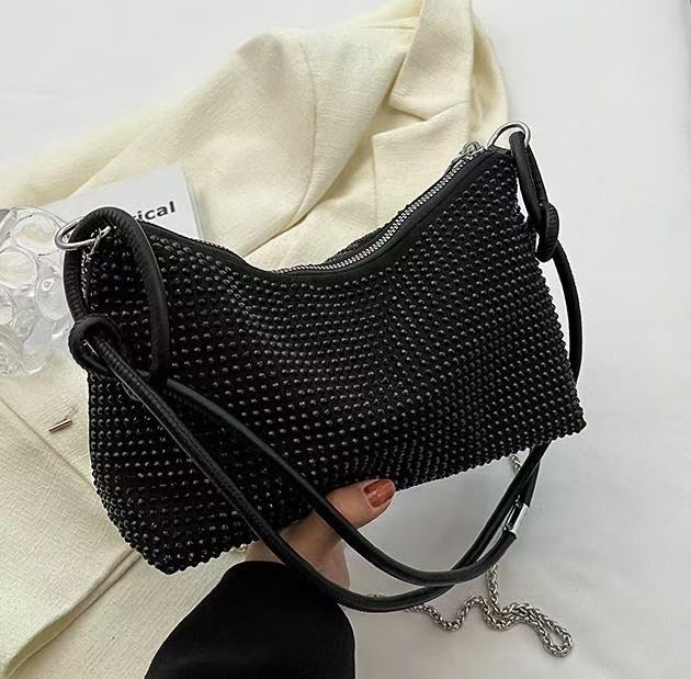 Black Audrey  Rhinestone Clutch