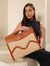 Scotland Laptop Beige & Brown London Tote