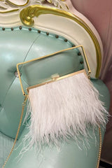 Feather White Clutch