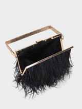 Feather Black Clutch