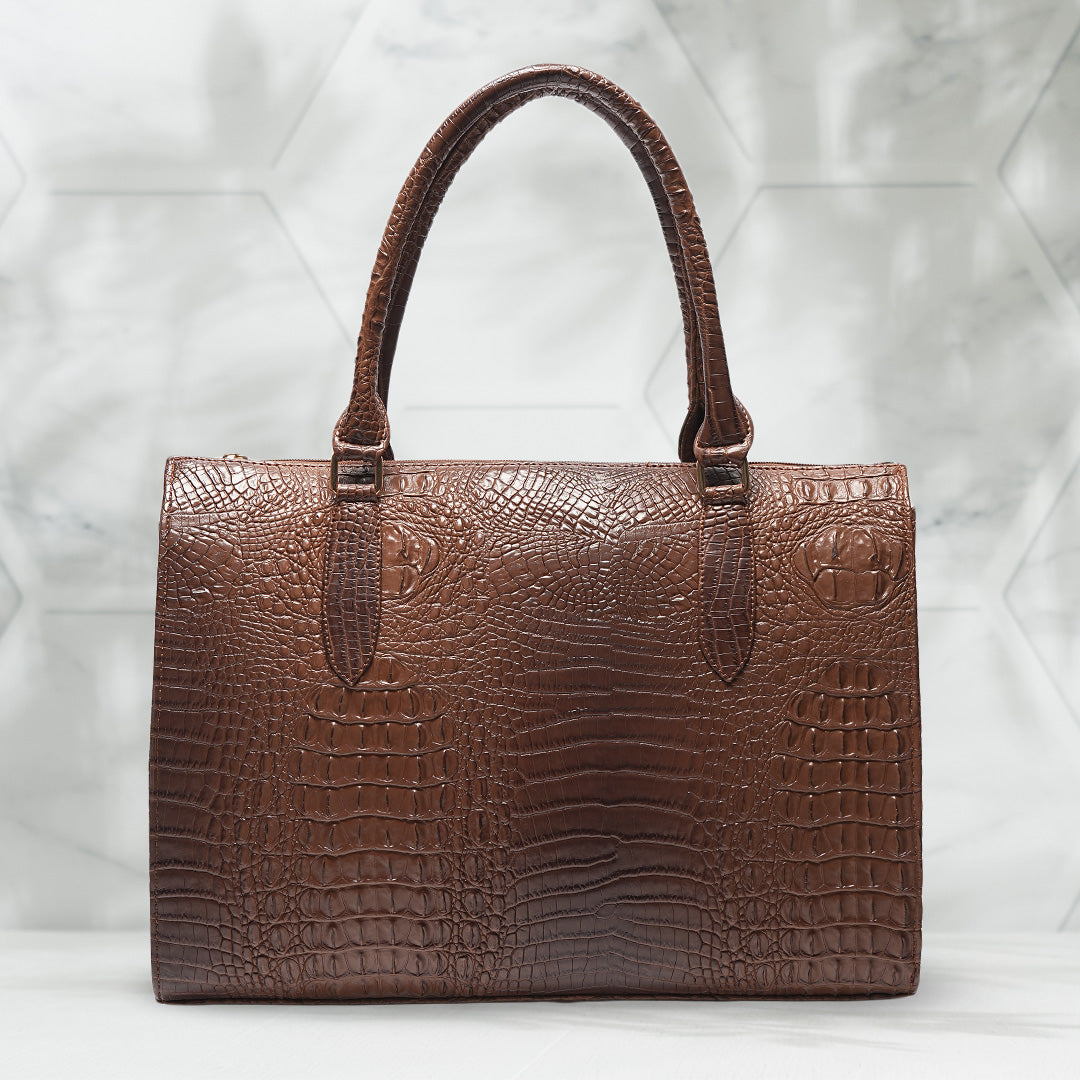 Milan Moda Luxury Brown  Tote Bag