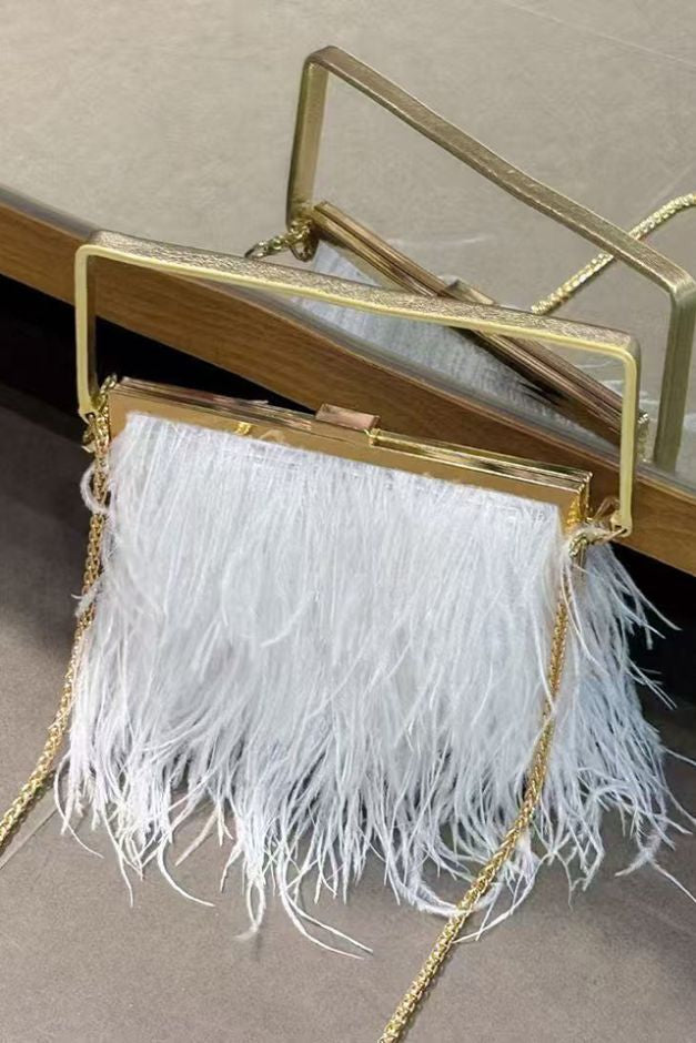 Feather White Clutch