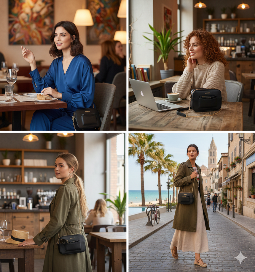 Uptown Luxe Black London Crossbody