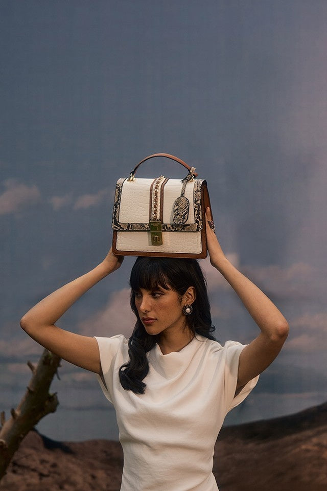 Bella Luxe White London Handbag