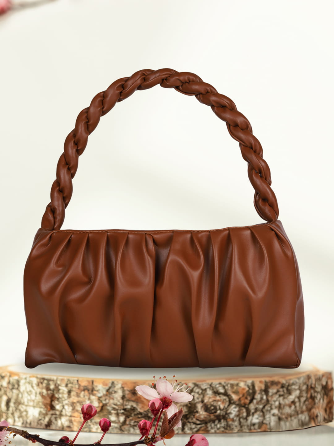 MINI WESST Brown Solid Handheld Bag(MWHB209BR)