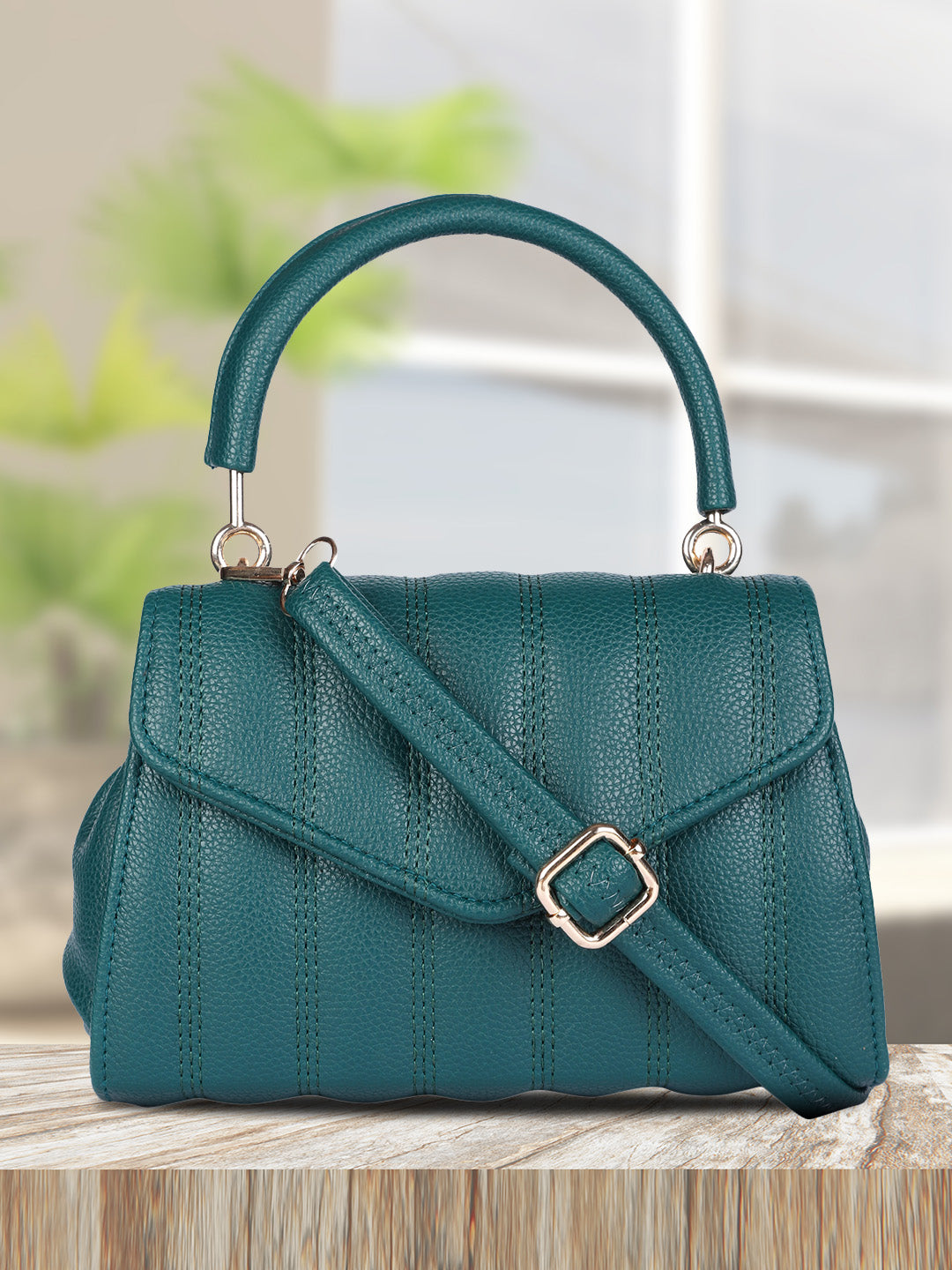 Women's Green Handheld Bag