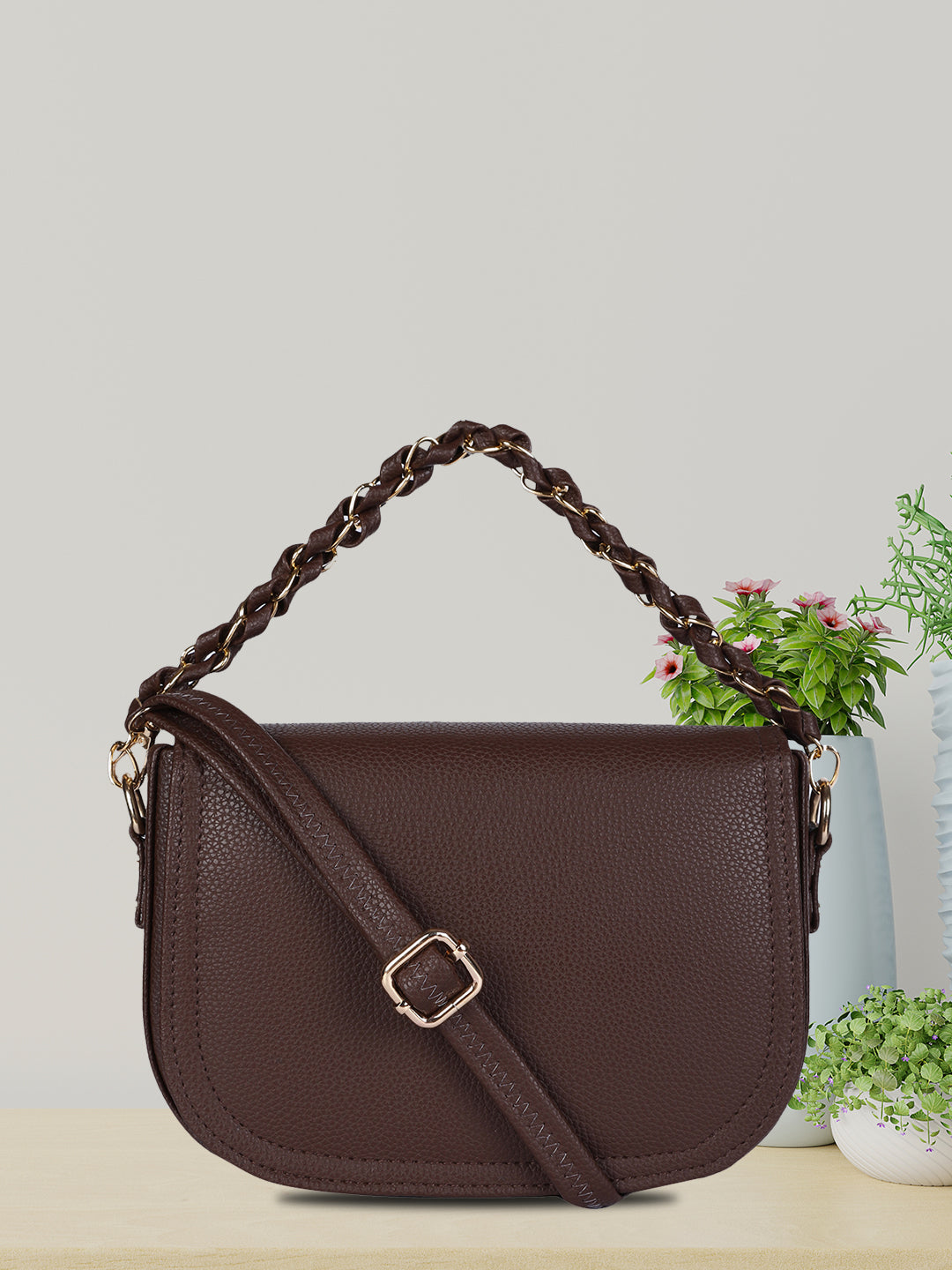 MINI WESST Women's Brown Handheld Bag