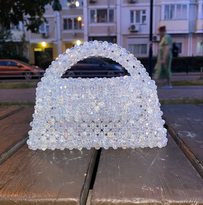 Jane Pearl Silver Handheld Clutch