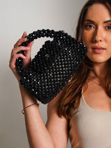 Jane Pearl Black Handheld Clutch