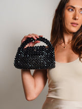 Jane Pearl Black Handheld Clutch