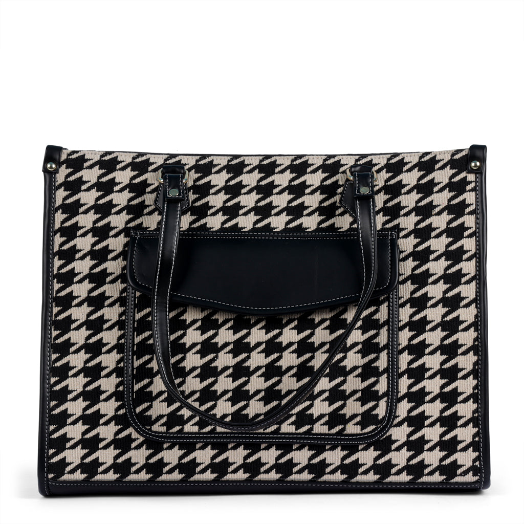 Go Socials Houndstooth Tote Bag