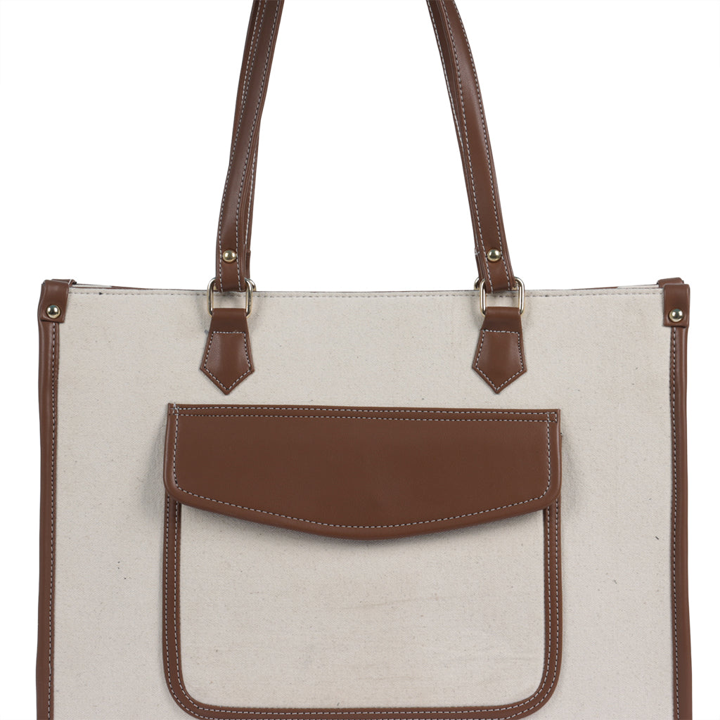 Go Socials Canvas Beige Tote Bag