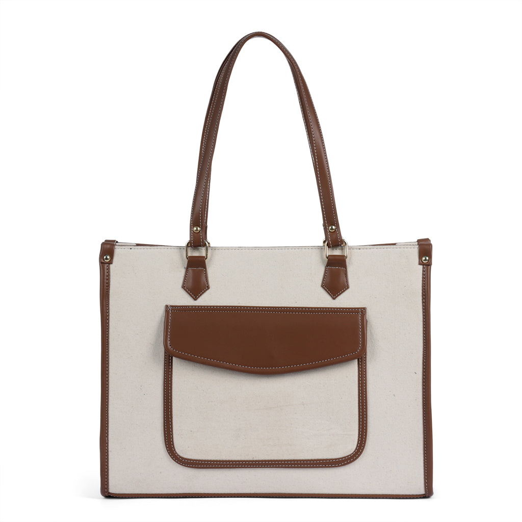 Go Socials Canvas Beige Tote Bag