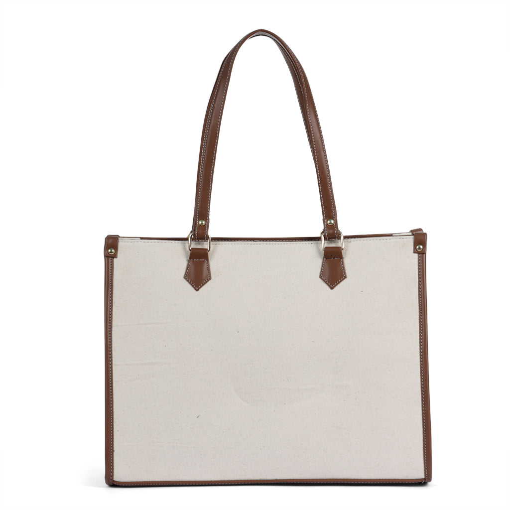 Go Socials Canvas Beige Tote Bag