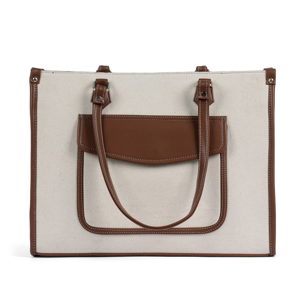 Go Socials Canvas Beige Tote Bag