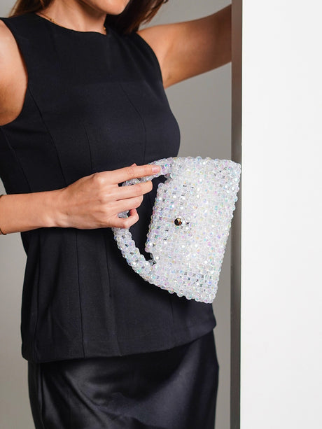 Jane Pearl Silver Handheld Clutch