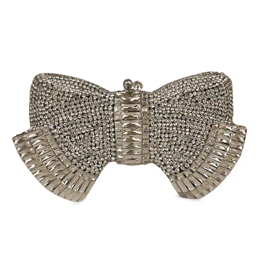 Bow Silver Clutch