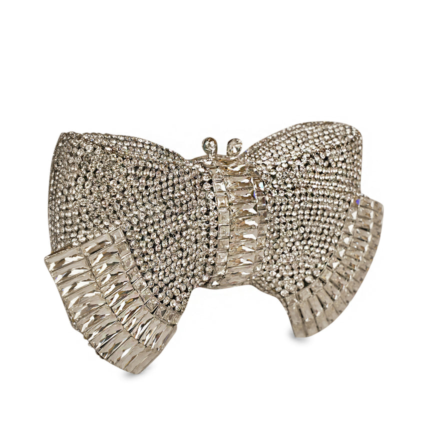 Bow Silver Clutch