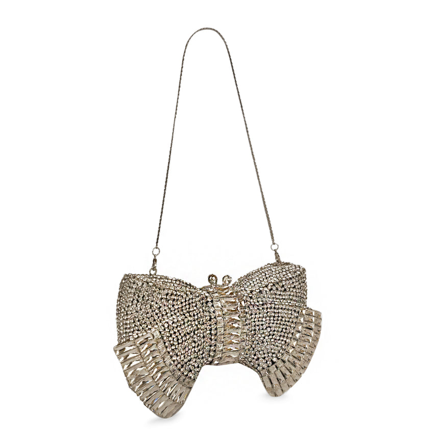 Bow Silver Clutch
