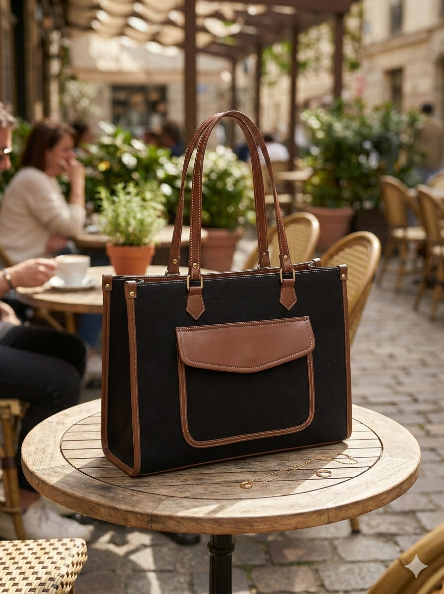 Go Socials Canvas Black Tote