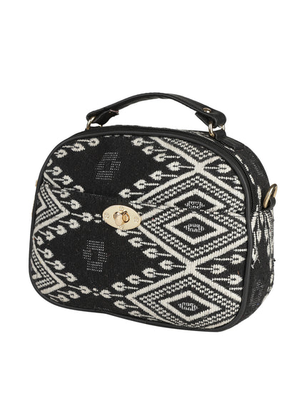 EMILY SLING BAGS MINI WESST Black Casual Abstract Handheld Bag(MWHB131PR)