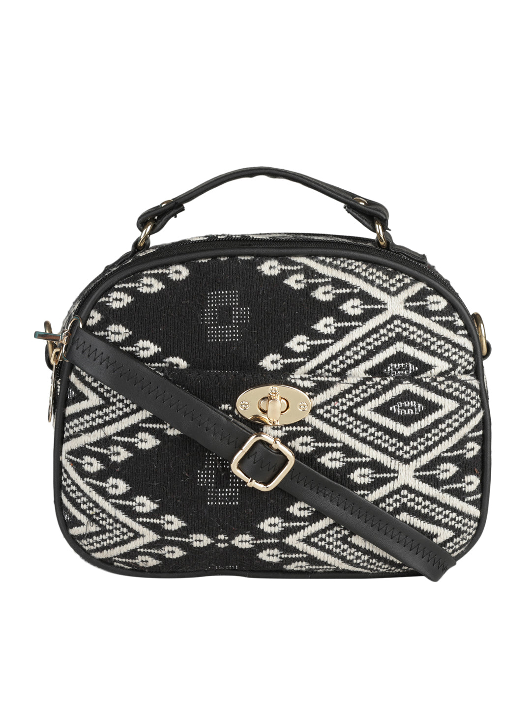 EMILY SLING BAGS MINI WESST Black Casual Abstract Handheld Bag(MWHB131PR)