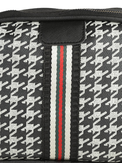 MINI WESST Black Casual Checked Sling Bag(MWHB134BL)