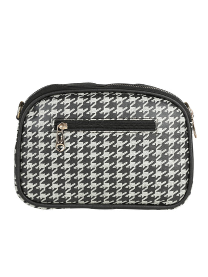 MINI WESST Black Casual Checked Sling Bag(MWHB134BL)