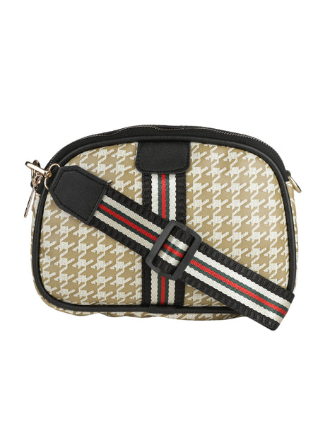 Beige Casual Checked Sling Bag