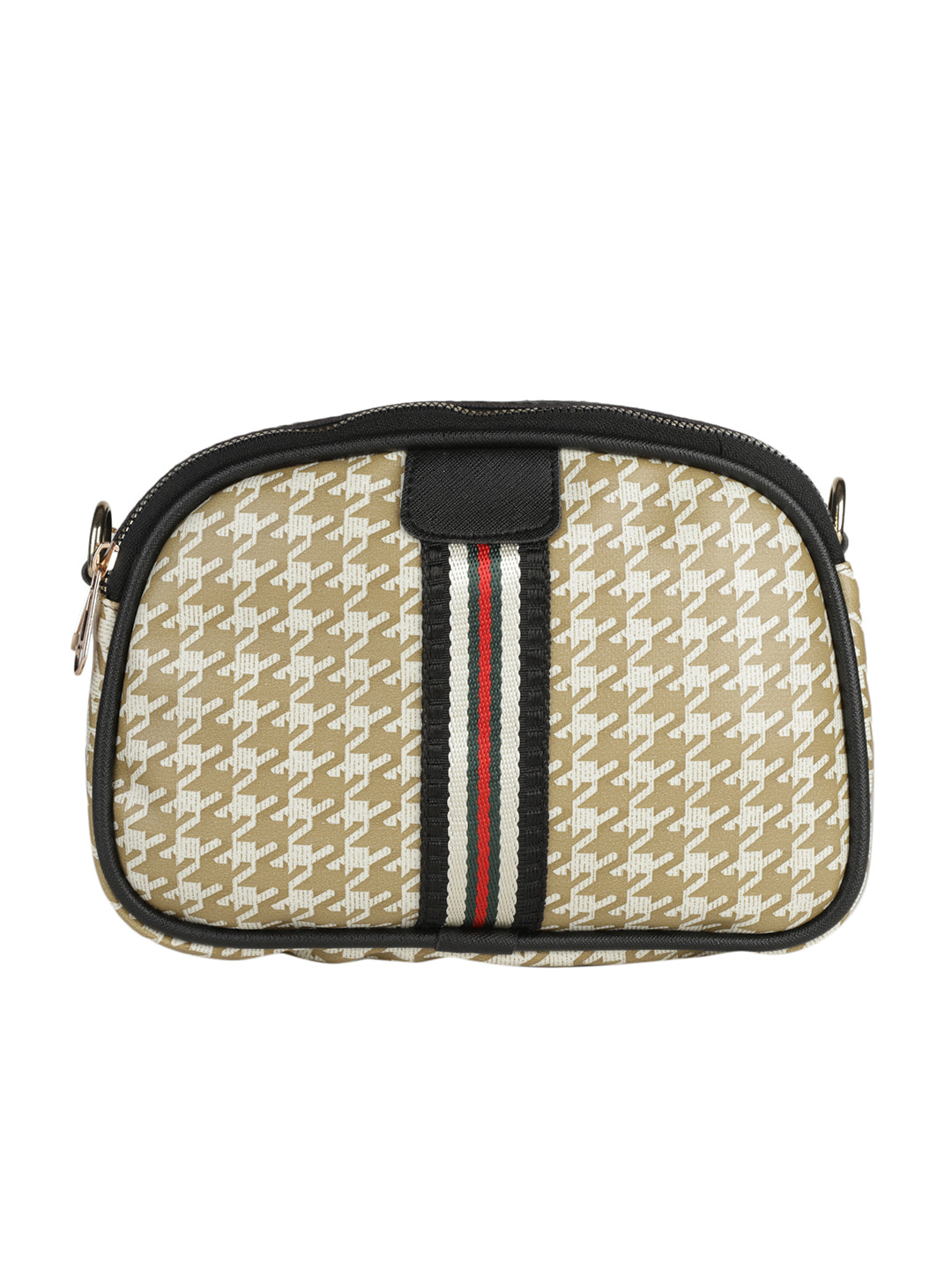 MINI WESST Beige Casual Checked Sling Bag(MWHB132BE)