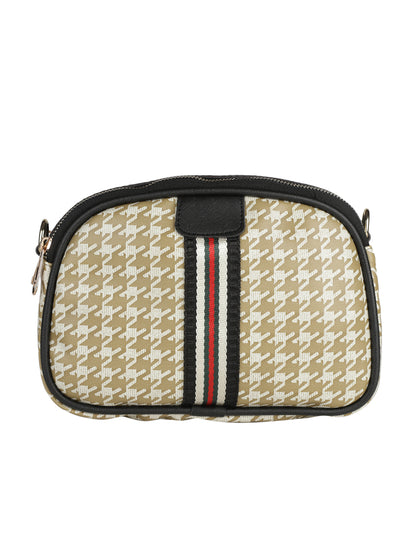 MINI WESST Beige Casual Checked Sling Bag(MWHB132BE)