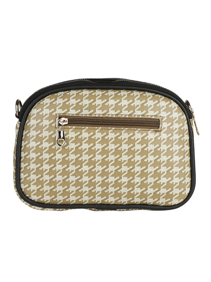 MINI WESST Beige Casual Checked Sling Bag(MWHB132BE)